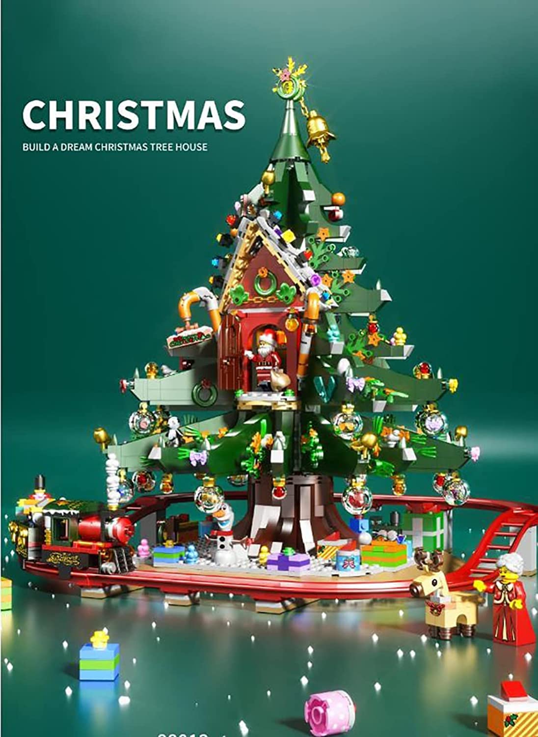 クリスマスハウスとクリスマストレイン Amazon.co.jp: クリスマスビルディングブロックビルディングセット